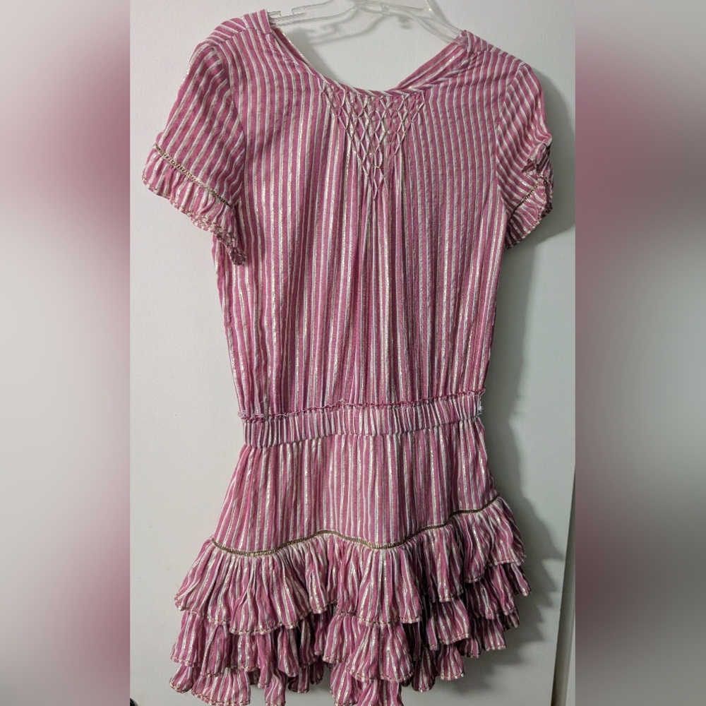 Misa Los Angeles Pink and White Striped Casual Dress